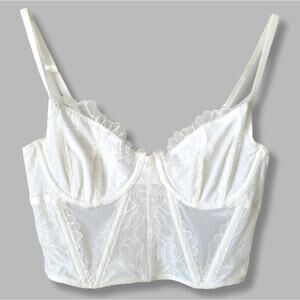 Gilly Hicks Women Ivory Crop Corset Tank Top S Lingerie Sexy Romantic Feminine